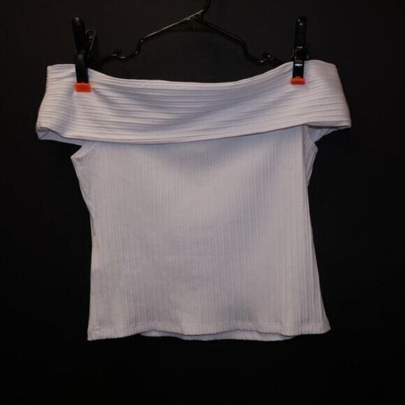 -Madewell NWT Womens Ribbed Off-the-Shoulder Top in Pristine White Size L - Picture 12 of 14